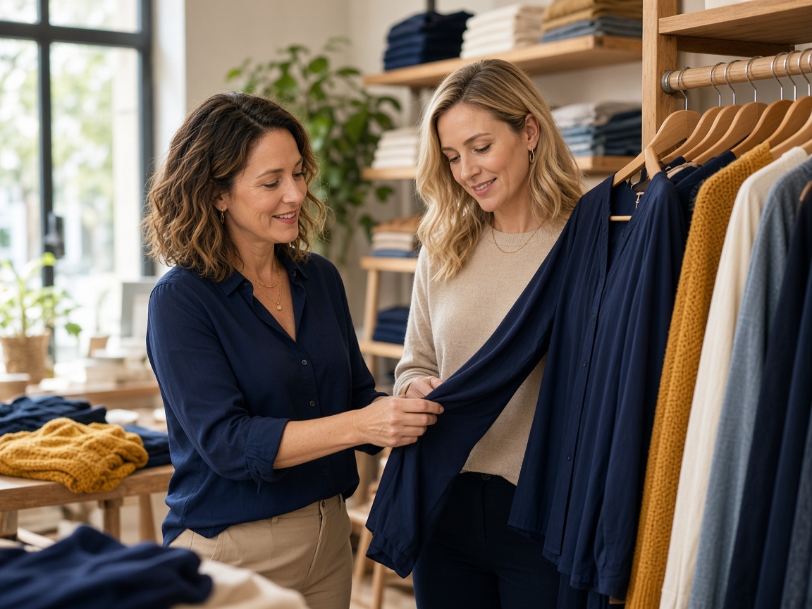 Retail store owner helping a customer in the shop